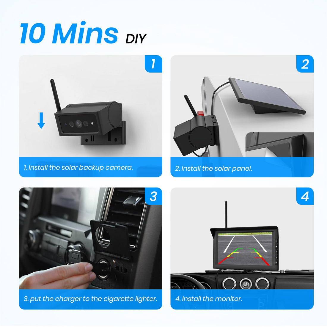 AutoVox Solar 4A - Trådlös Backkamera Backkamera