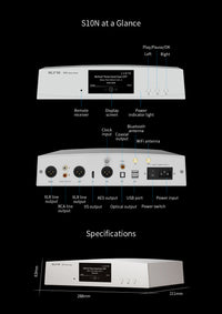 Aune S10N - Musikstreamer, ESS 9038Q2M Nätverksspelare