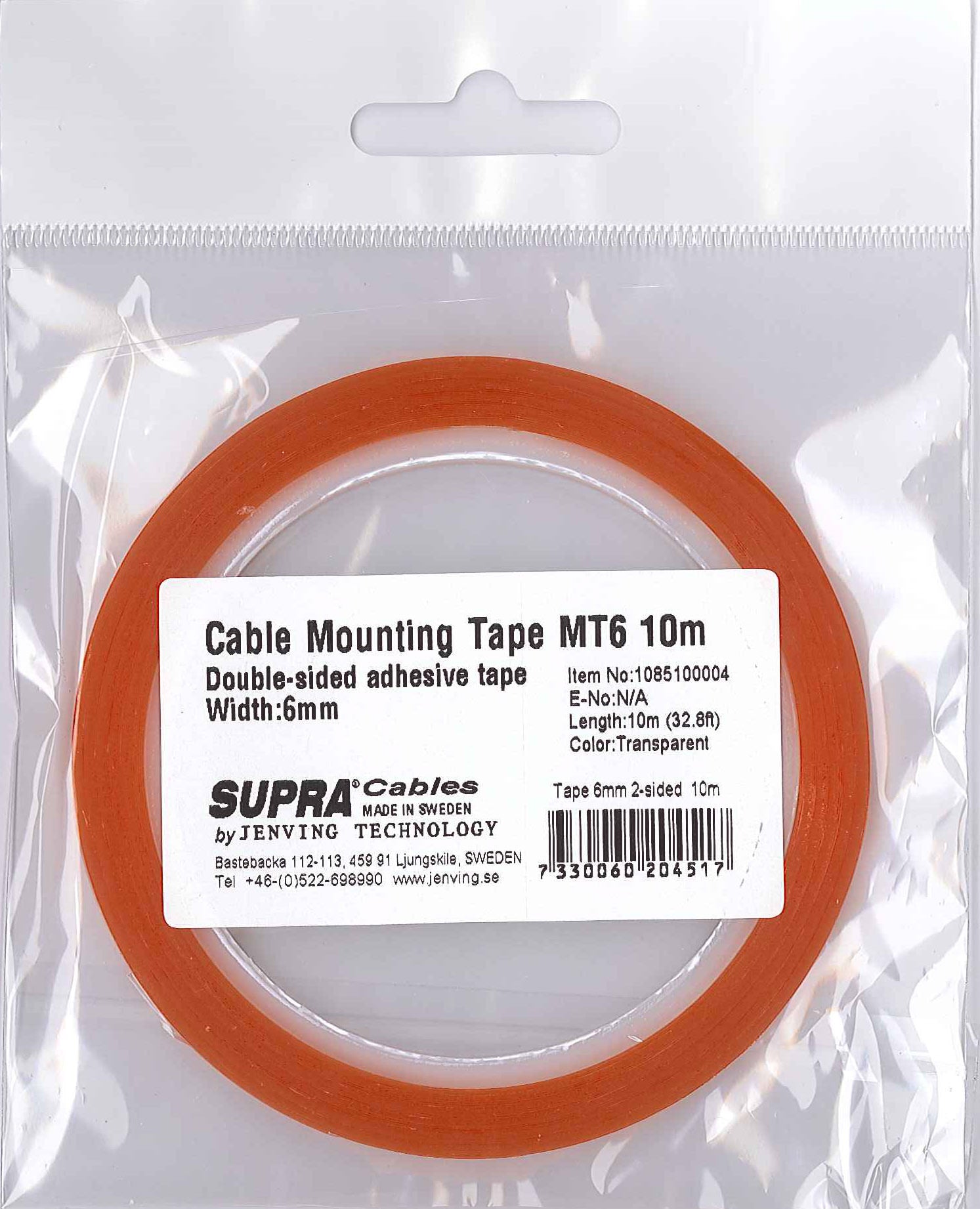 Supra Cable Mounting Tape MT6 - Dubbelhäftande tejp 10 m Kabeltillbehör