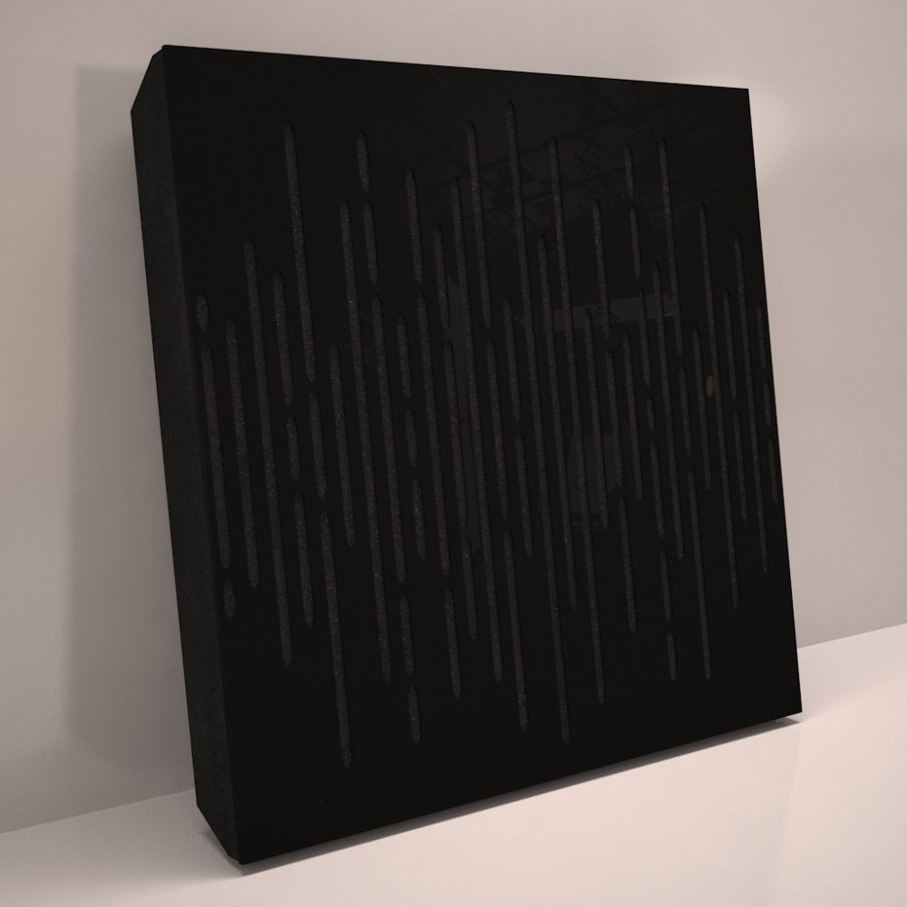 Ljudabsorbent till vägg - 3D Wave Gloss 50x50cm Ljudabsorbent Svart högblank