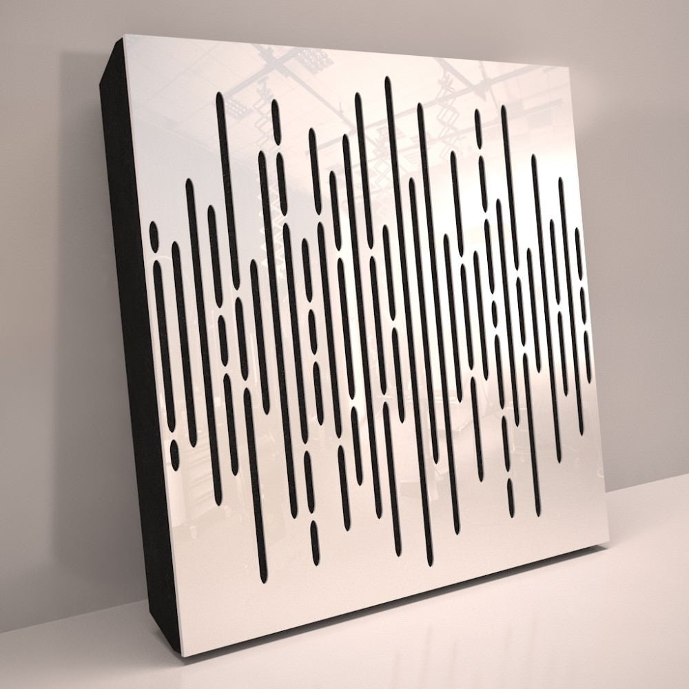 Ljudabsorbent till vägg - 3D Wave Gloss 50x50cm Ljudabsorbent Vit högblank