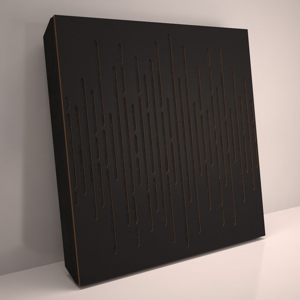 Ljudabsorbent till vägg - 3D Wave 50x50cm Ljudabsorbent Svart