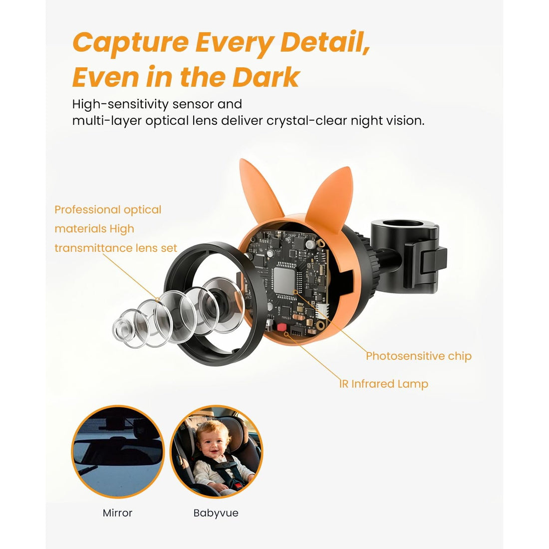 AutoVox BM3 - Babykamera för Barn & Husdjur Backkamera