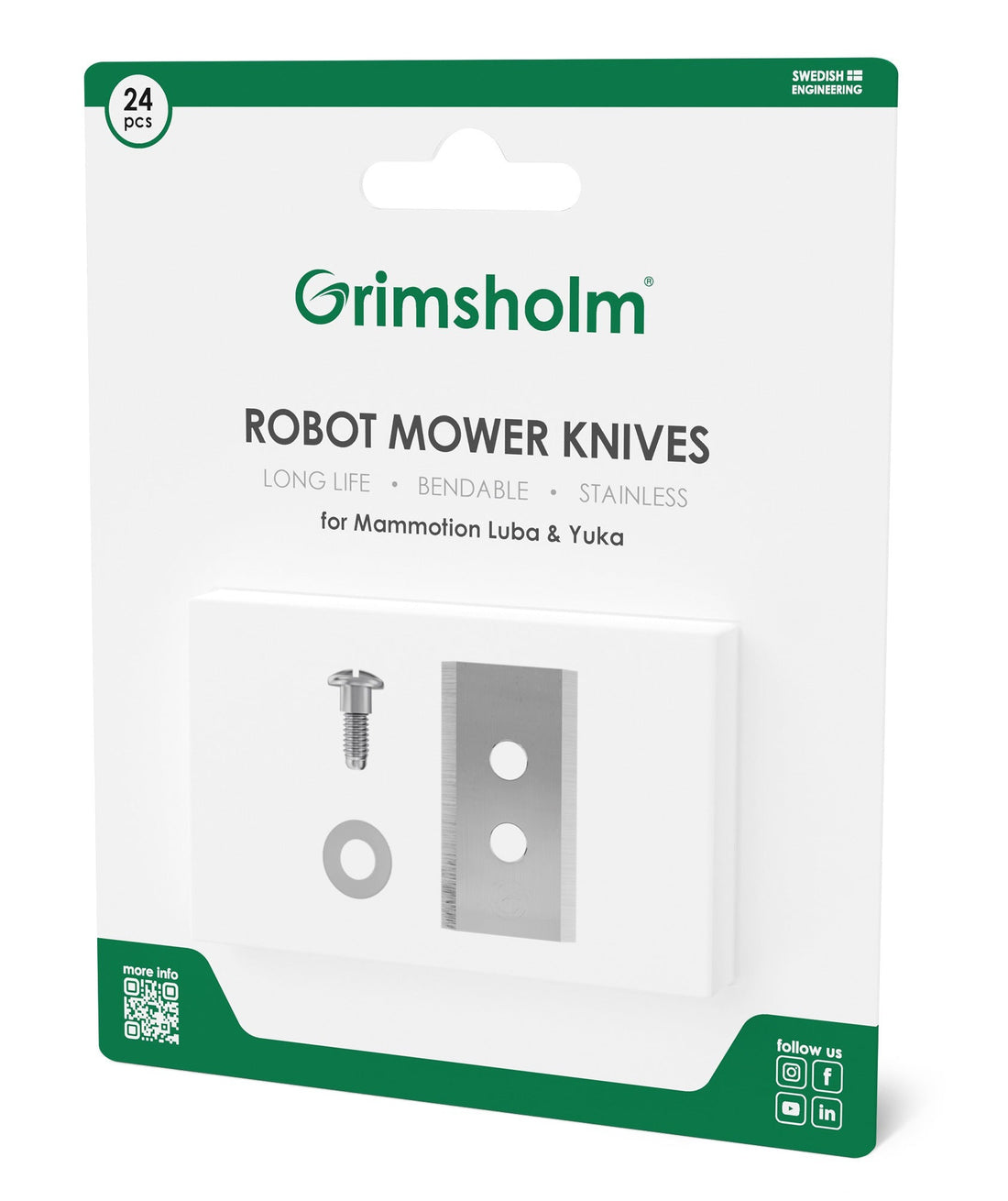 Grimsholm ersättningsblad för Luba & Yuka - 24st knivblad Tillbehör Robotgräsklippare
