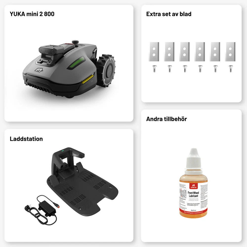 YUKA Mini 2 - 800 (2026) - Gränskabelfri AI-Robotgräsklippare för 800m² Robotgräsklippare