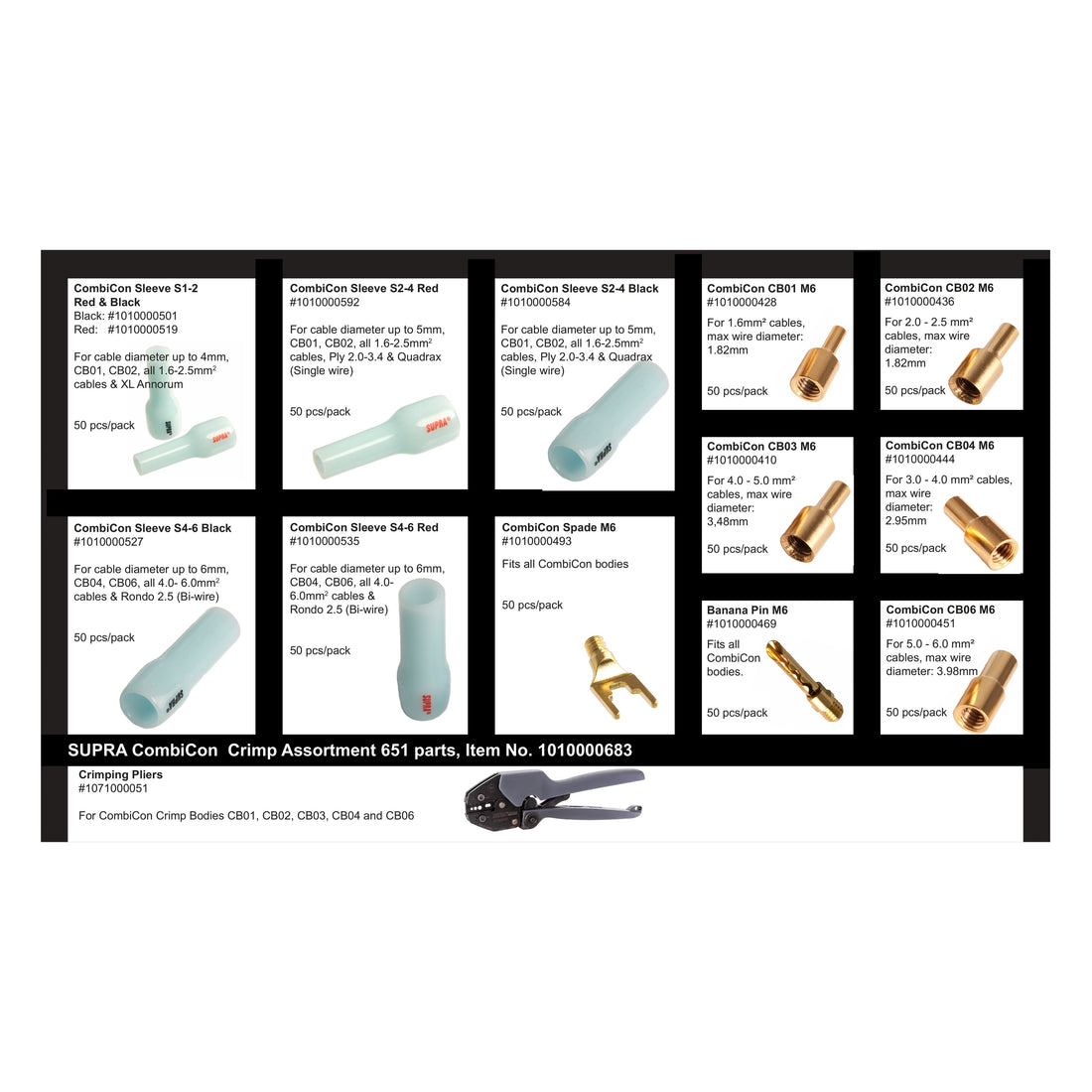 Supra CombiCon Crimp Assortment 651 Parts sortimentlåda kabelterminering