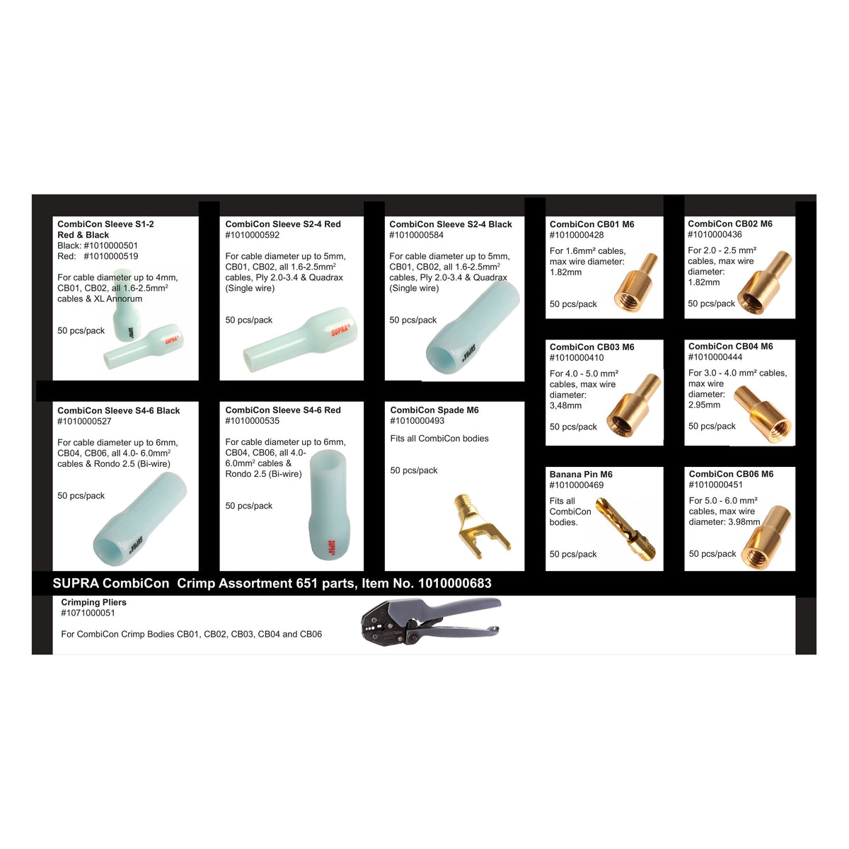Supra CombiCon Crimp Assortment 651 Parts sortimentlåda kabelterminering