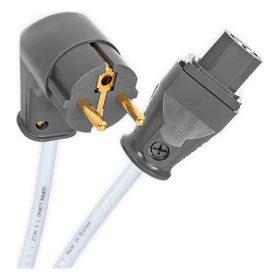 Supra LoRad 1.5 MK II CS-EU/A CEE 7/7 (angled) - IEC C13 Strömkabel EU-standard