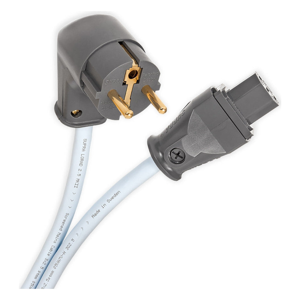 Supra LoRad 2.5 MK II CS-EU/A CEE 7/7 (angled) - IEC C13 Strömkabel EU-standard