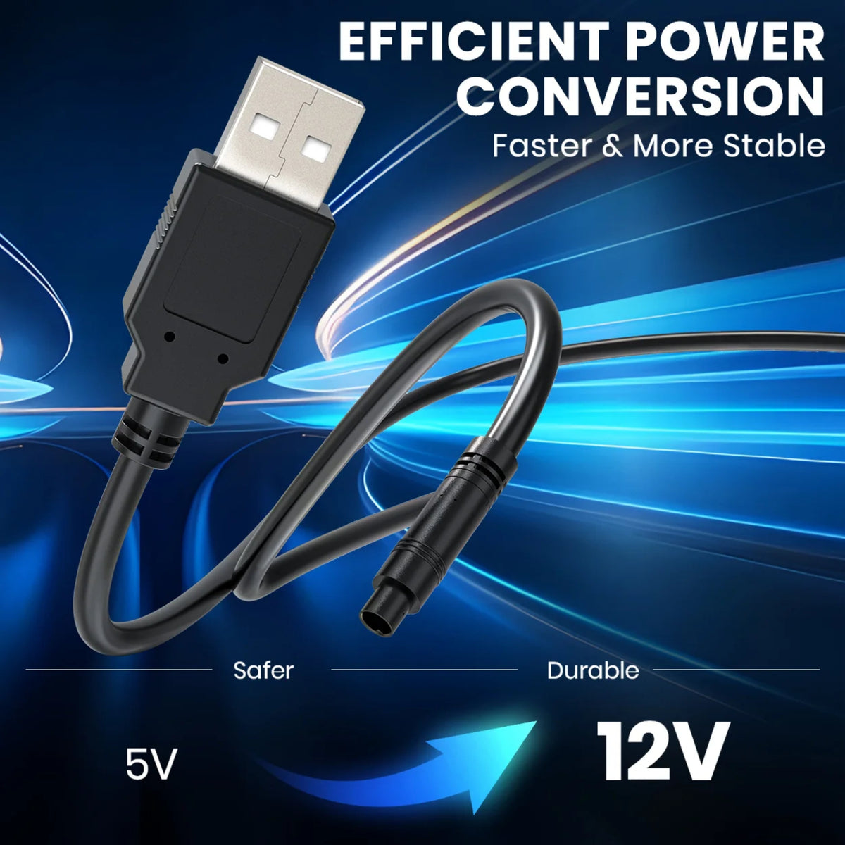 AutoVox USB-laddningskabel 5V till 12V 4-polig - Backkameratillbehör Backkamera