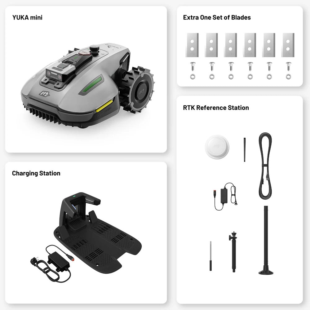 YUKA mini 800 - För 800m2 Gränskabelfri + Gratis Garage Robotgräsklippare