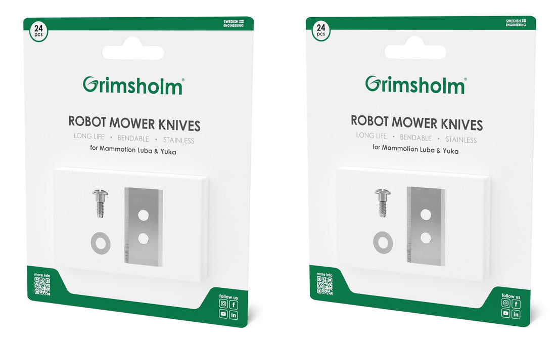 2st paket - Grimsholm 24-pack ersättningsblad för Luba & Yuka - Totalt 48st knivblad Robotgräsklippare tillbehör